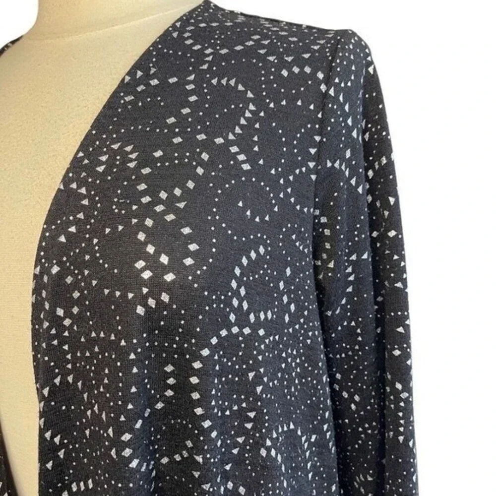 LULA‎ ROE Elegant Sarah Black & Silver Metallic Longline Duster Cardigan, Large